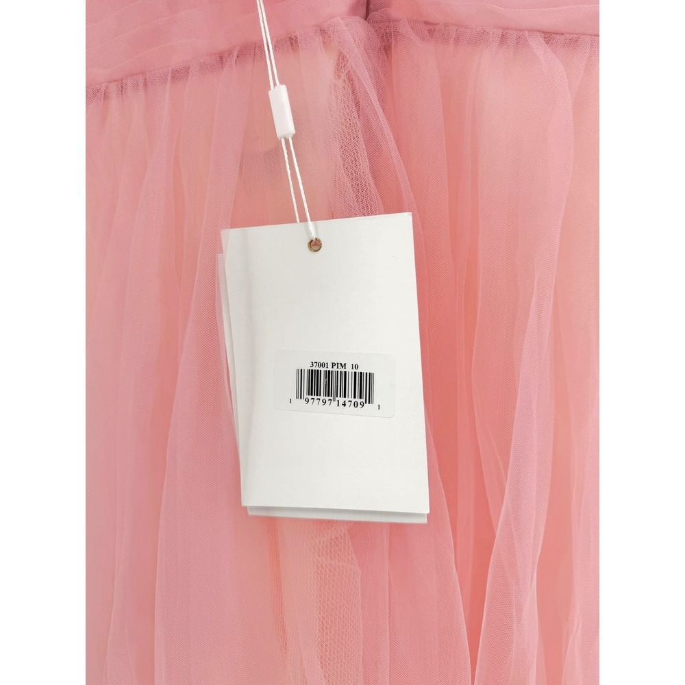 NWT Mac Duggal Pink Ruffle Shoulder V Neck Ombre Tulle Ball Gown - Size 10 - Picture 9 of 14